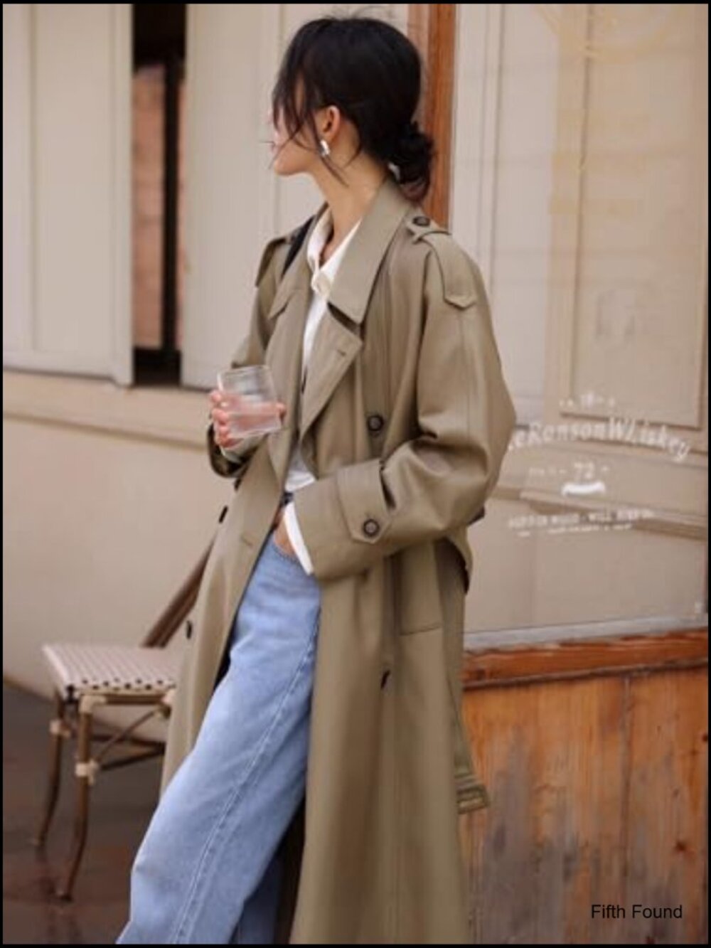 Classic Long Double-Breasted Women Trench Coat with Belt Spring Fall - Picture 4 of 10